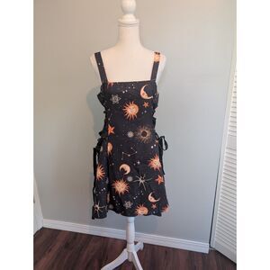Celestial Print Black Dress